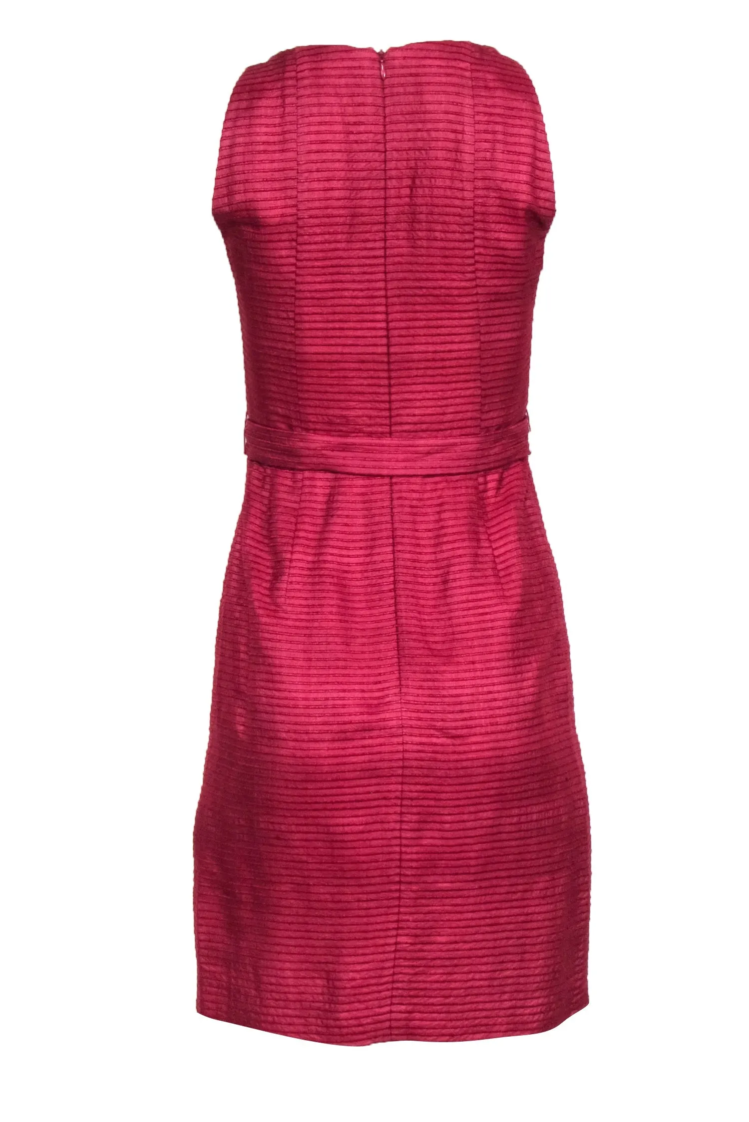 Akris Punto - Red Line Textured Sleeveless Waist Sash Dress Sz 4