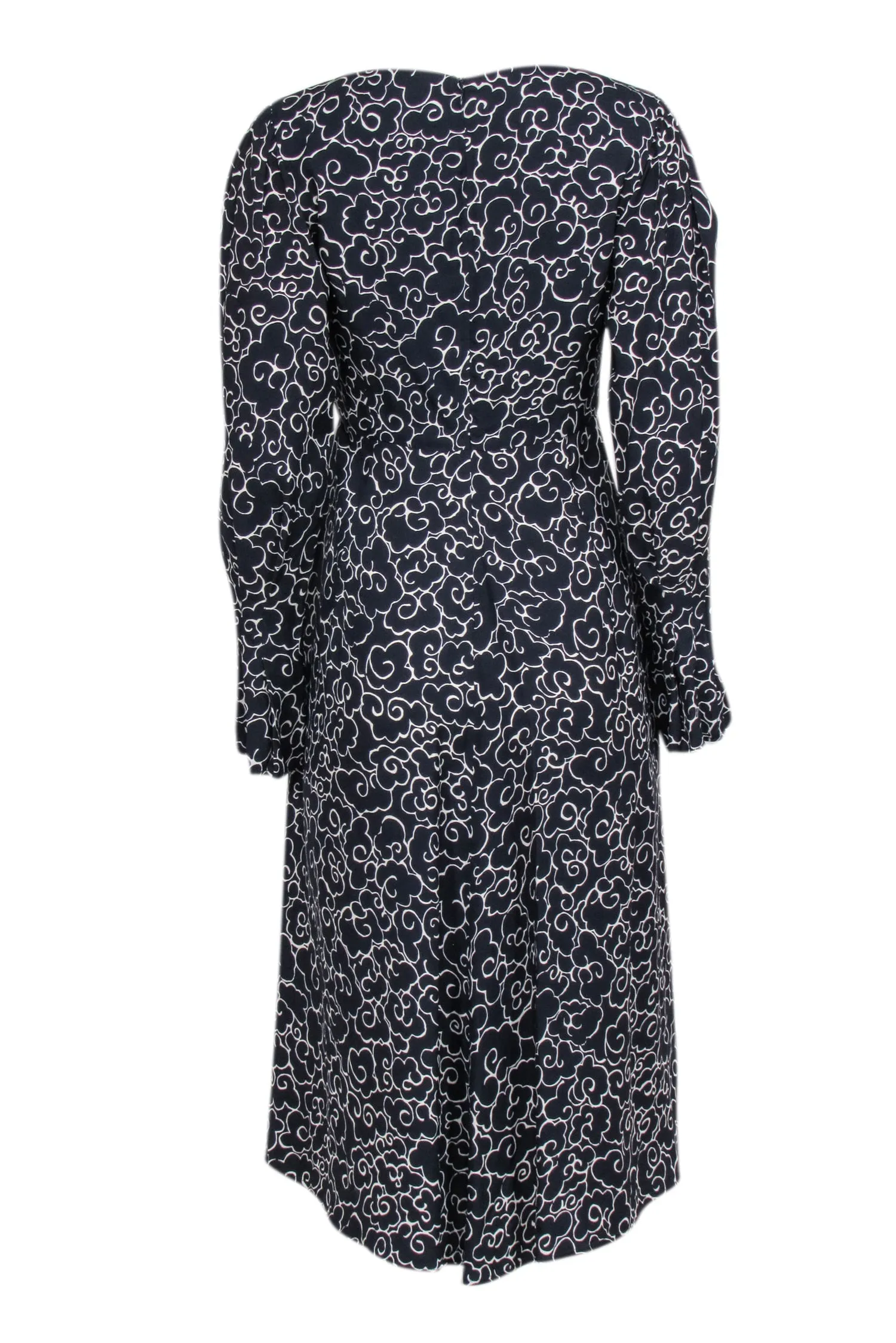 Alexa Chung - Navy & Cream Cloud Print Long Sleeve Dress Sz 10