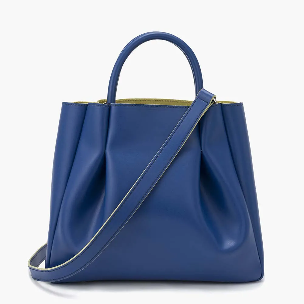 Amalfi Midi Leather Tote Bag - Blue