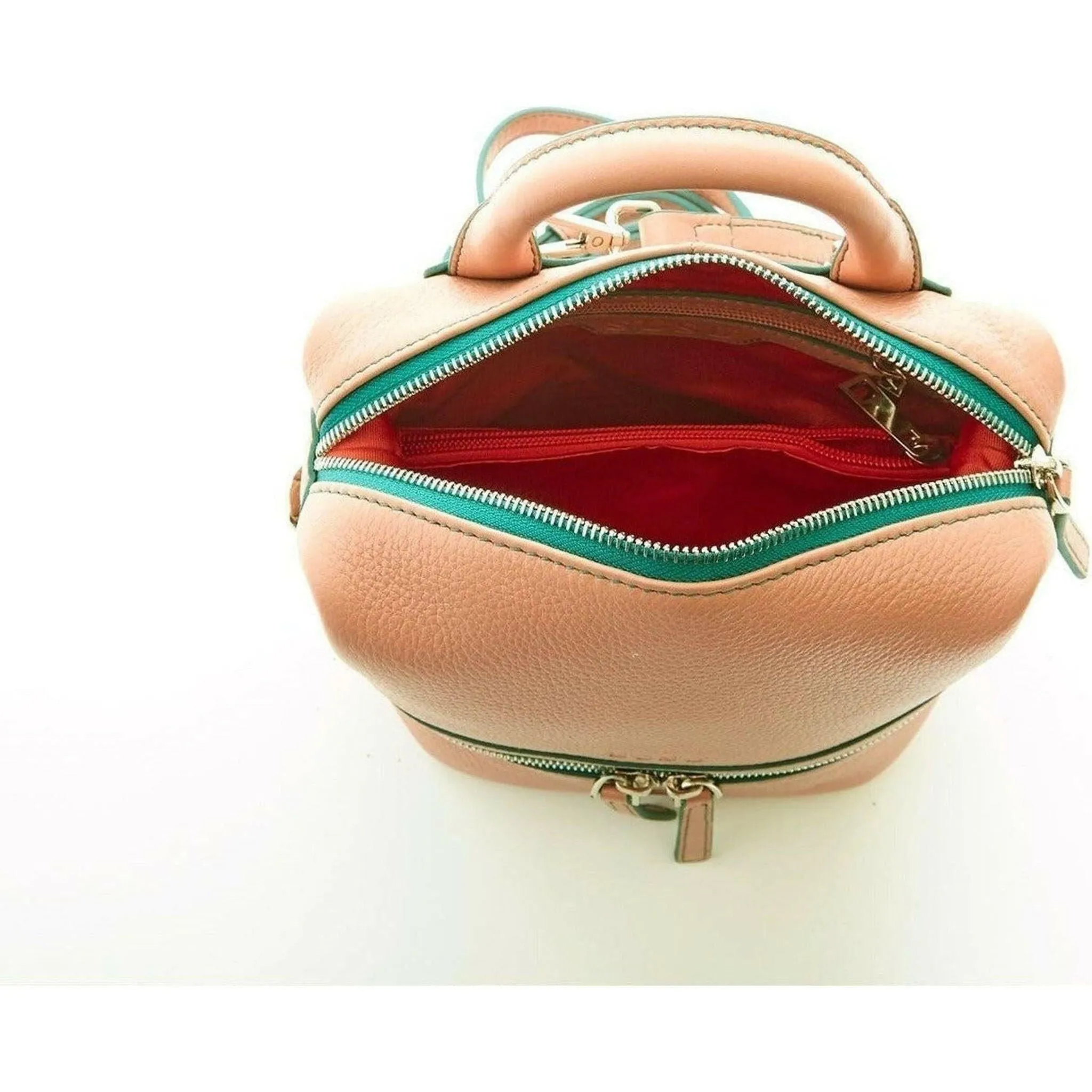 Ashley Small Leather Backpack Purse in Pink