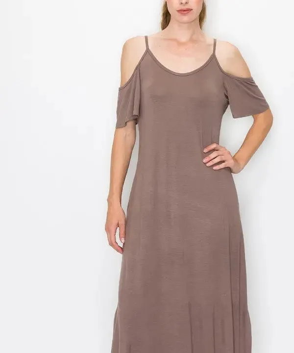 Bamboo Cold Shoulder Maxi Dress
