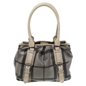 Beige Smoke Check PVC and Leather Northfield Tote