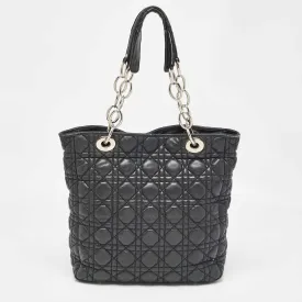 Black Cannage Quilted Leather Soft Lady Tote