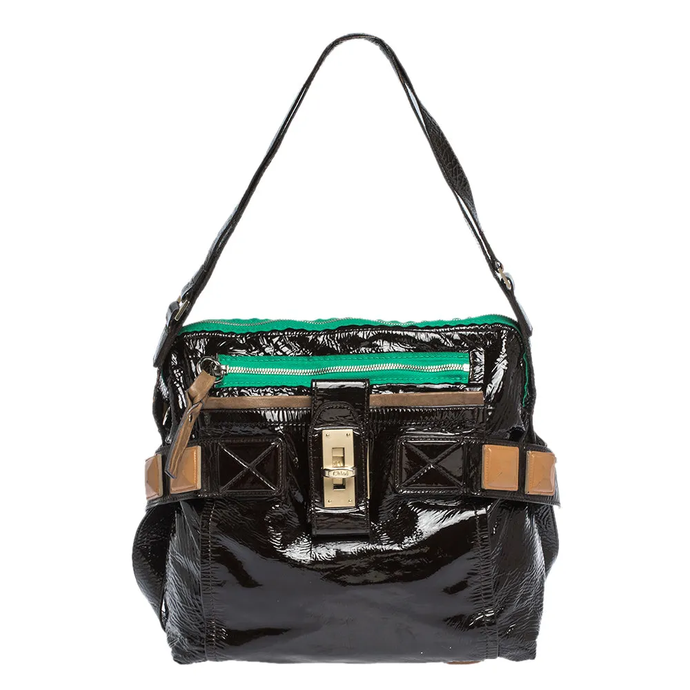 Black Patent Leather Audra Tote