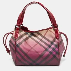 Burgundy Ombre Supernova Check PVC and Patent Leather Bilmore Tote