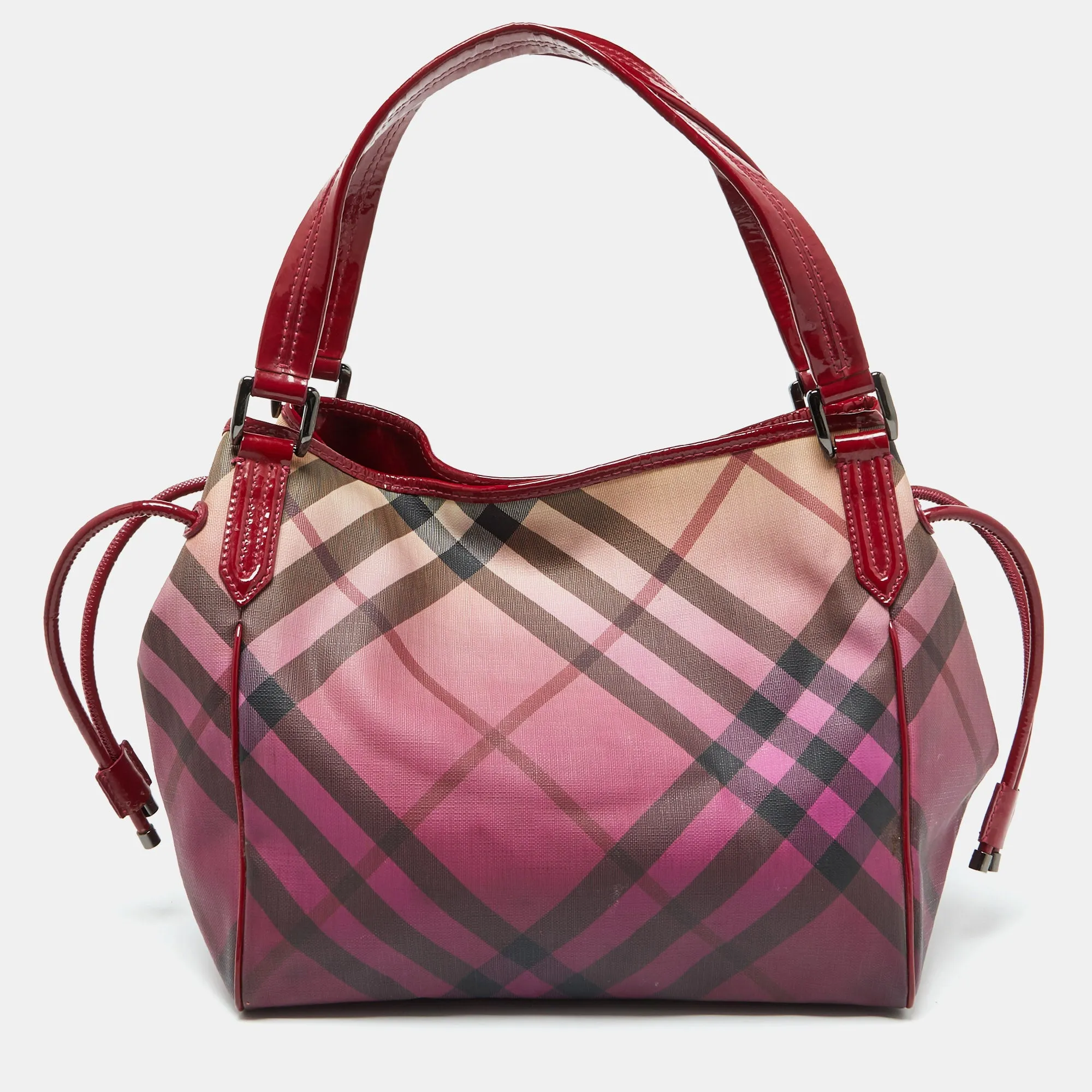 Burgundy Ombre Supernova Check PVC and Patent Leather Bilmore Tote