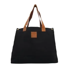 CANVAS & AWL Canvas with Genuine Leather Trim Women's/Ladies Handbag (Black)
