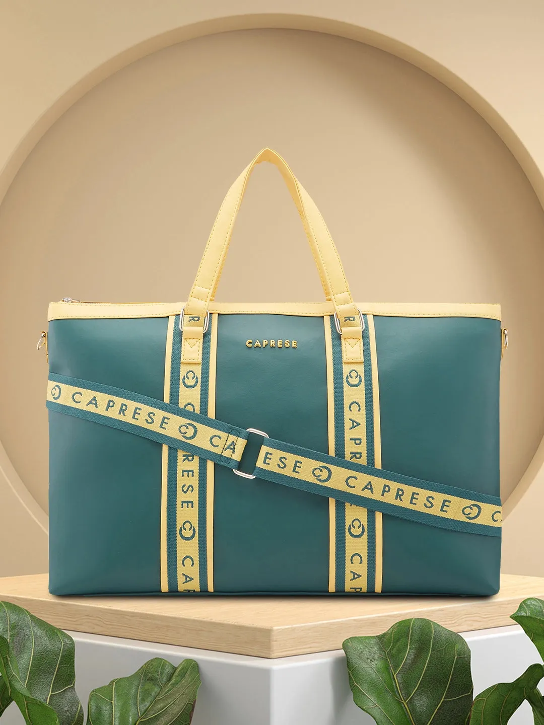 Caprese Trinity Laptop Bag Large Women Handbag | Office Handbag Dark Green