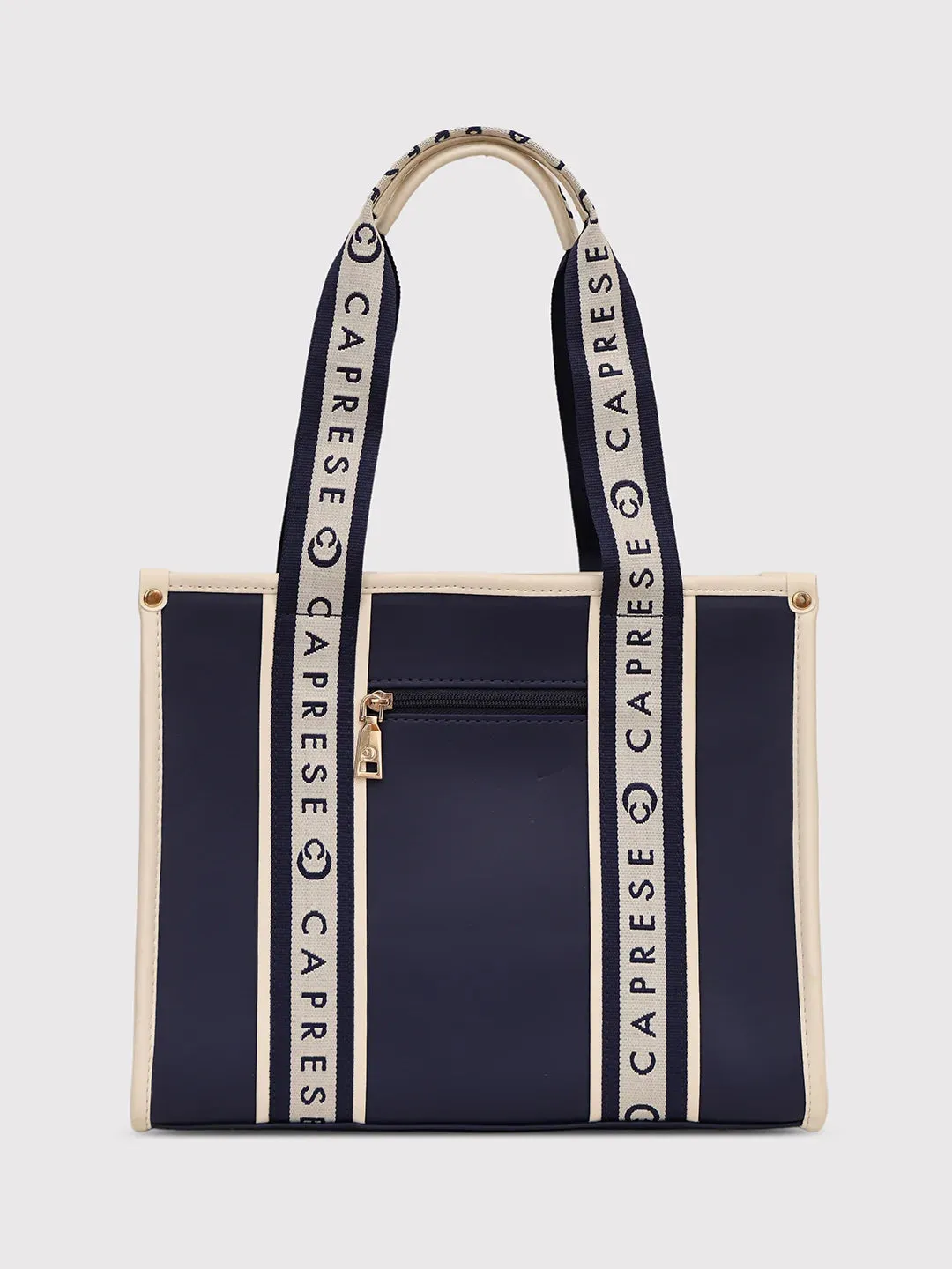 Caprese Trinity Tote Medium Solid Women'S Office Handbag Navy