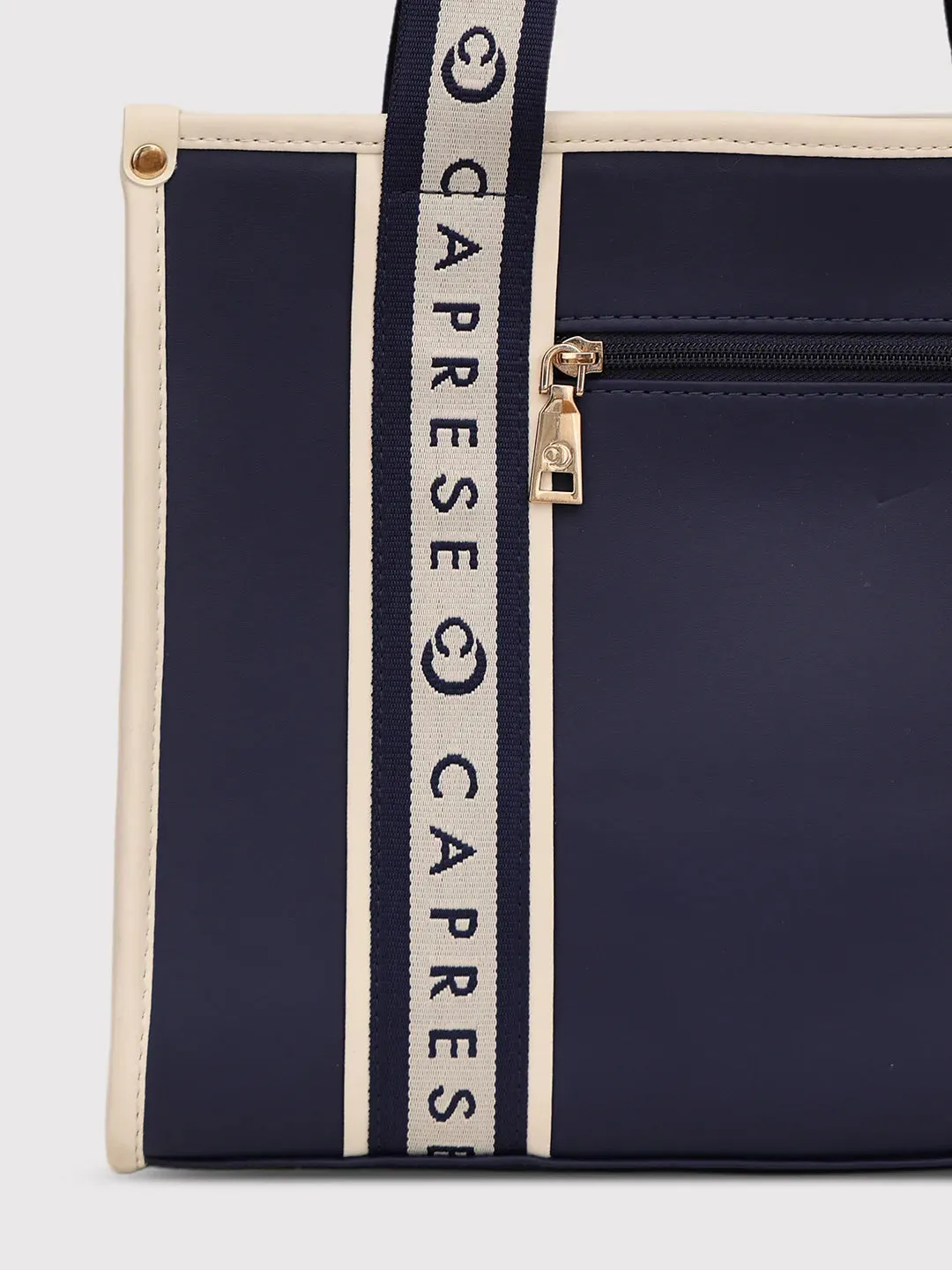 Caprese Trinity Tote Medium Solid Women'S Office Handbag Navy