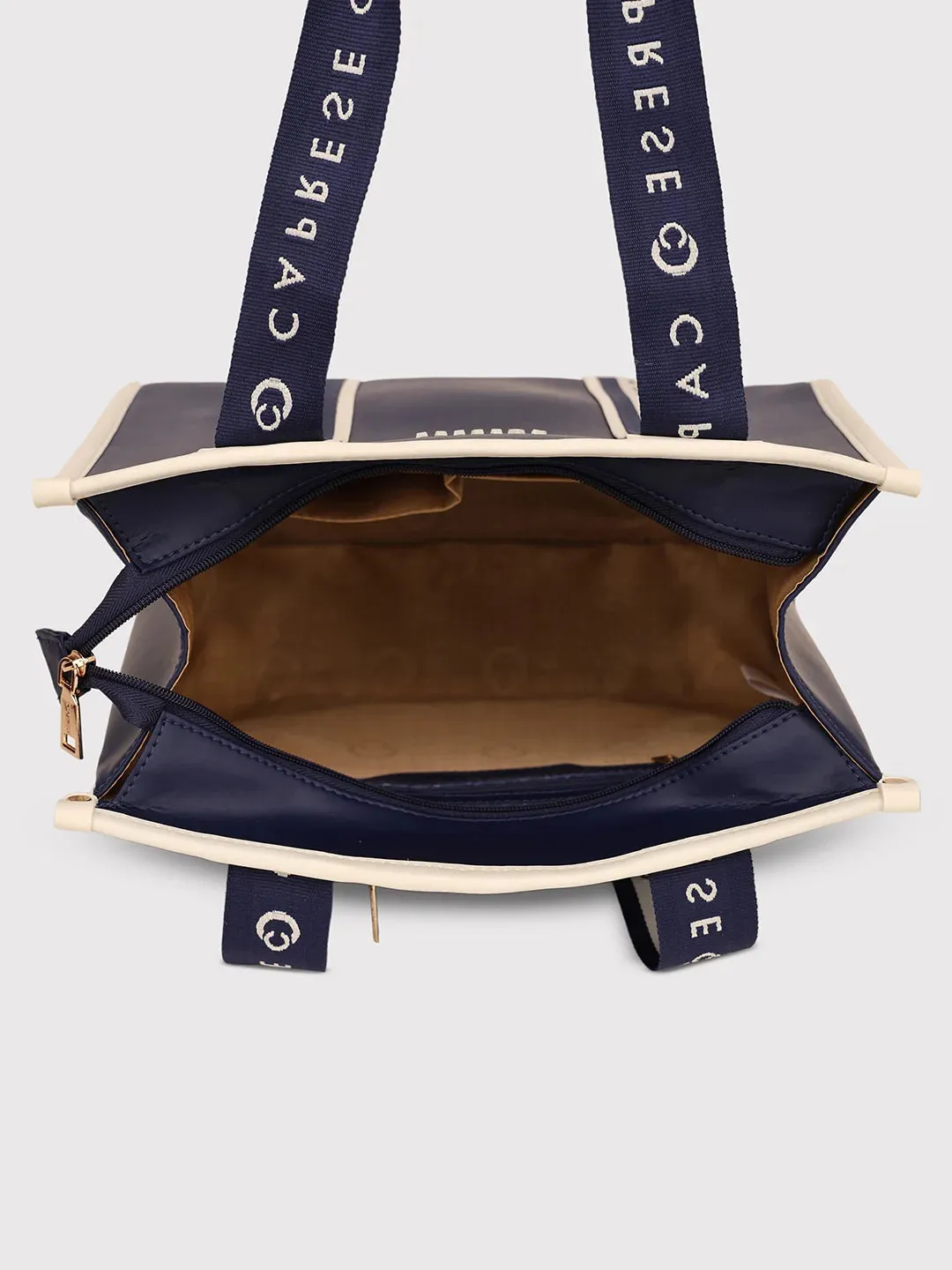 Caprese Trinity Tote Medium Solid Women'S Office Handbag Navy