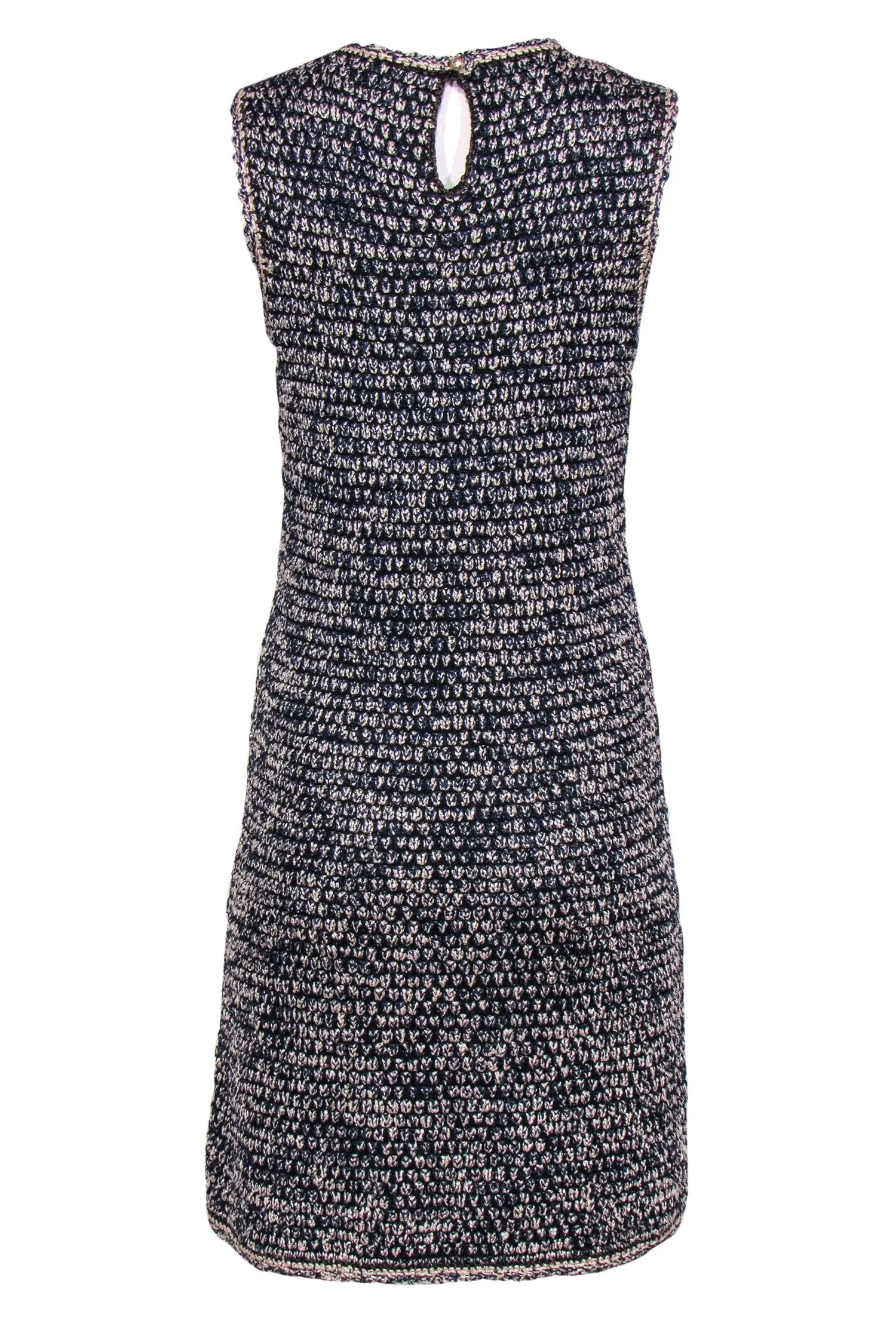 Chanel - Pink & Blue Knit Marbled Tweed Sheath Dress Sz 10