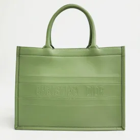 Christian Green Leather Medium Book Tote Bag