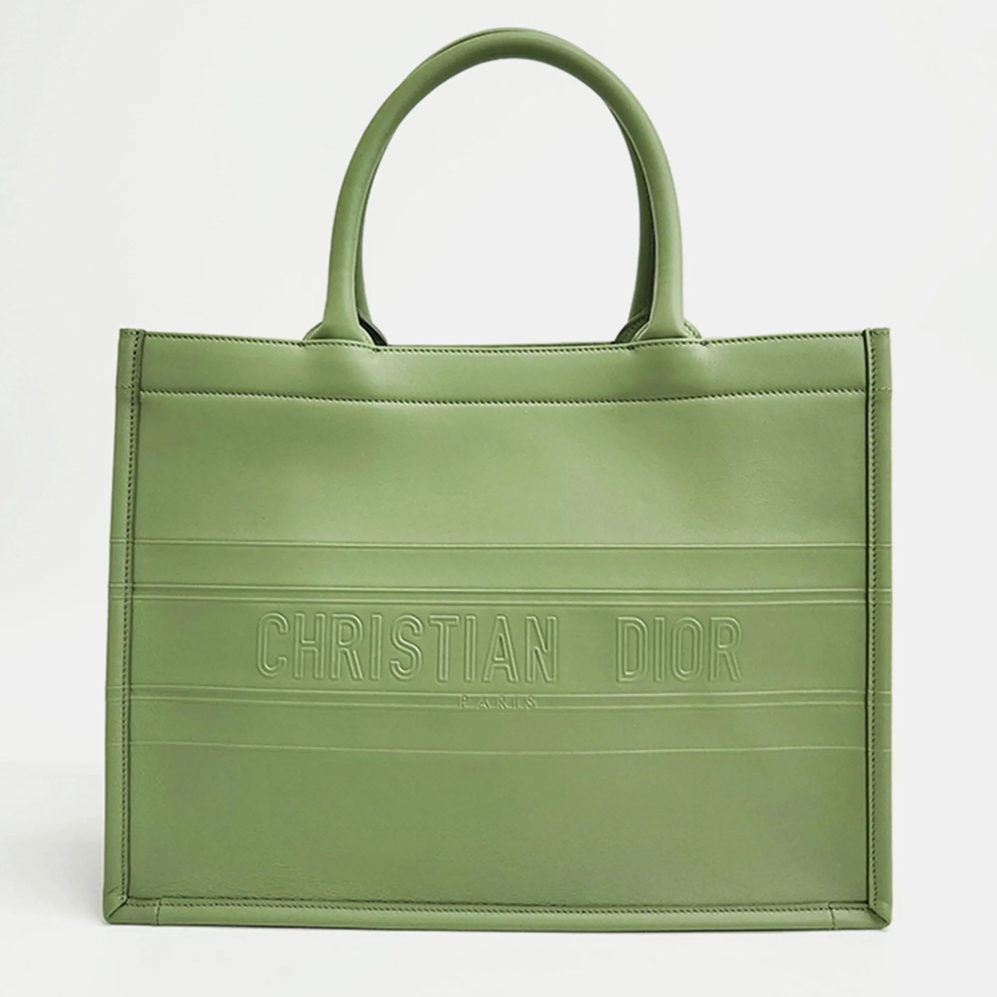 Christian Green Leather Medium Book Tote Bag