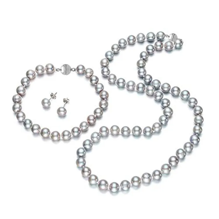 Classic 7-8mm Freshwater Pearl Necklace, Bracelet and Earring Set With Magnetic Clasp