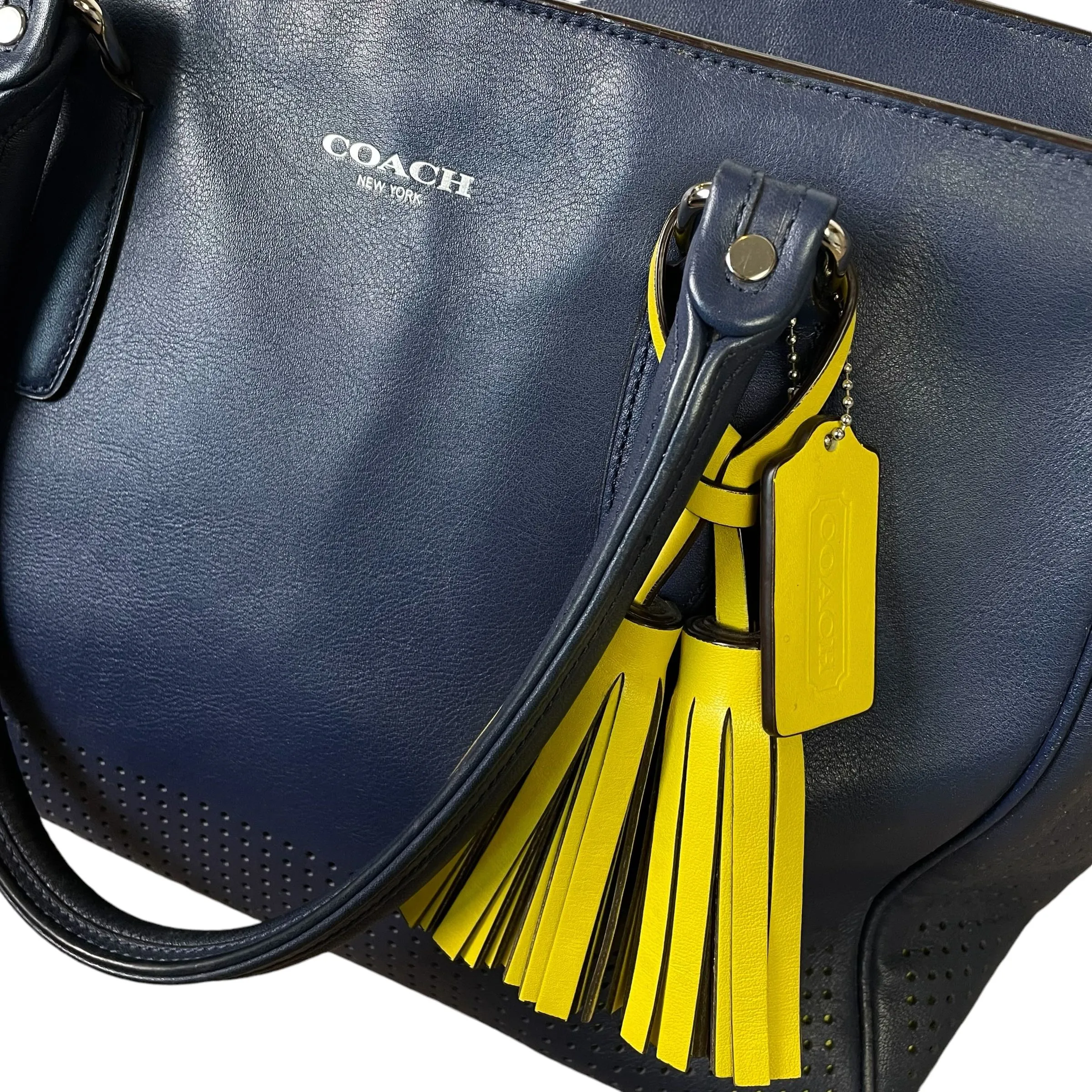 Coach | Women's Blue and Neon Yellow Candace Carryall Tote Shoulder Bag