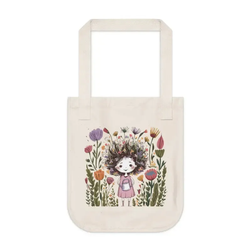 Cute Girl Floral Nature Approved Organic Tote Bag