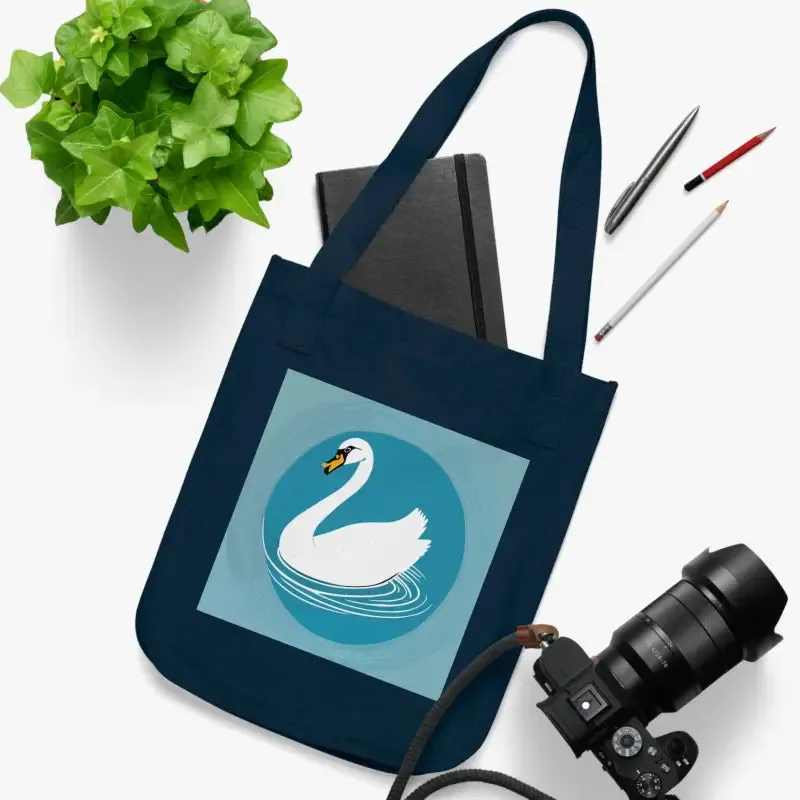 Dipaliz Organic Canvas Tote Bag with Swan Design