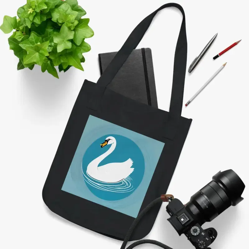 Dipaliz Organic Canvas Tote Bag with Swan Design