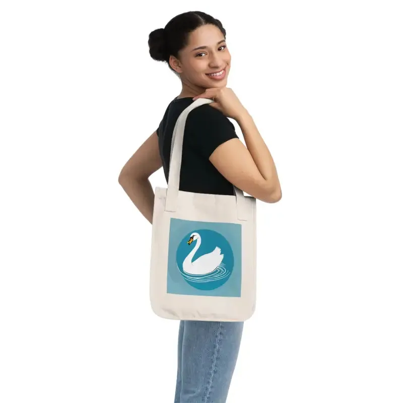 Dipaliz Organic Canvas Tote Bag with Swan Design