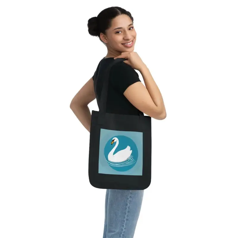 Dipaliz Organic Canvas Tote Bag with Swan Design