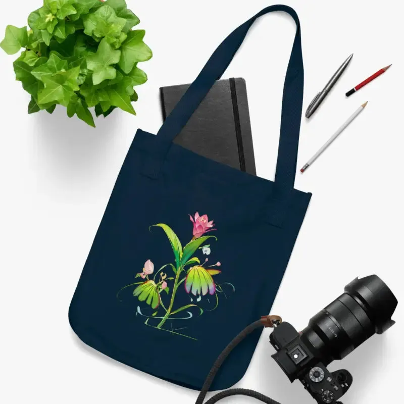 Dipaliz Pink Flower Organic Canvas Tote Bag