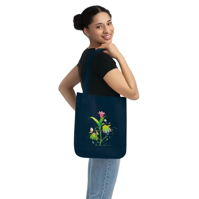 Dipaliz Pink Flower Organic Canvas Tote Bag