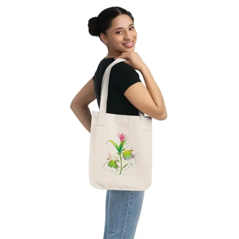 Dipaliz Pink Flower Organic Canvas Tote Bag