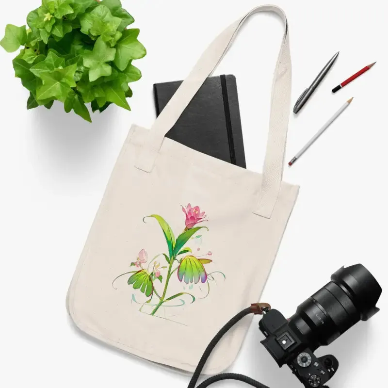 Dipaliz Pink Flower Organic Canvas Tote Bag