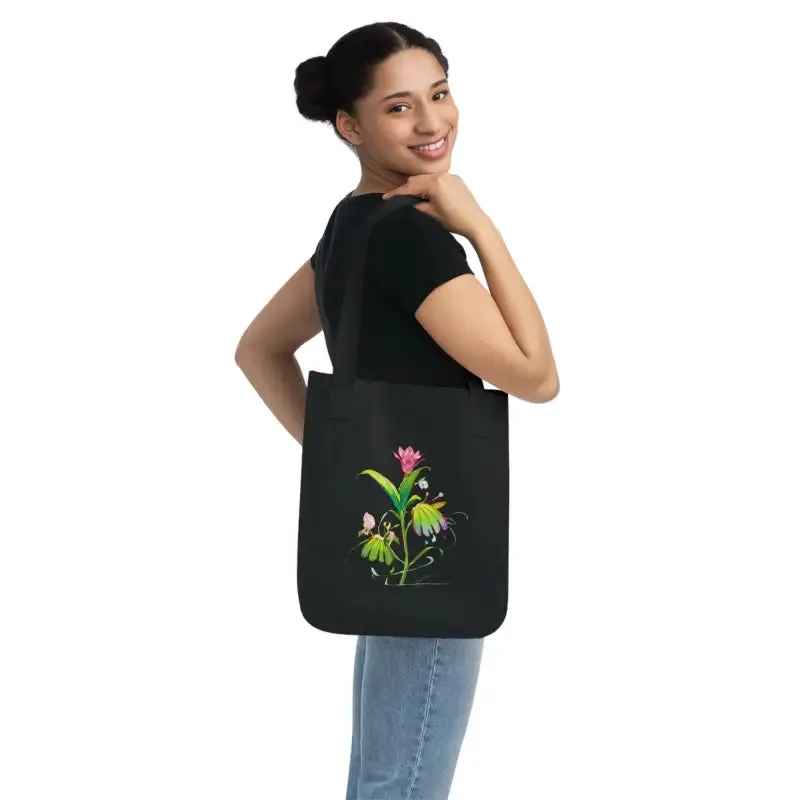 Dipaliz Pink Flower Organic Canvas Tote Bag