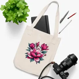 Eco Friendly Pink Magnolia Canvas Tote Bag