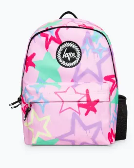 Graffiti Stars Badge Backpack in Pink