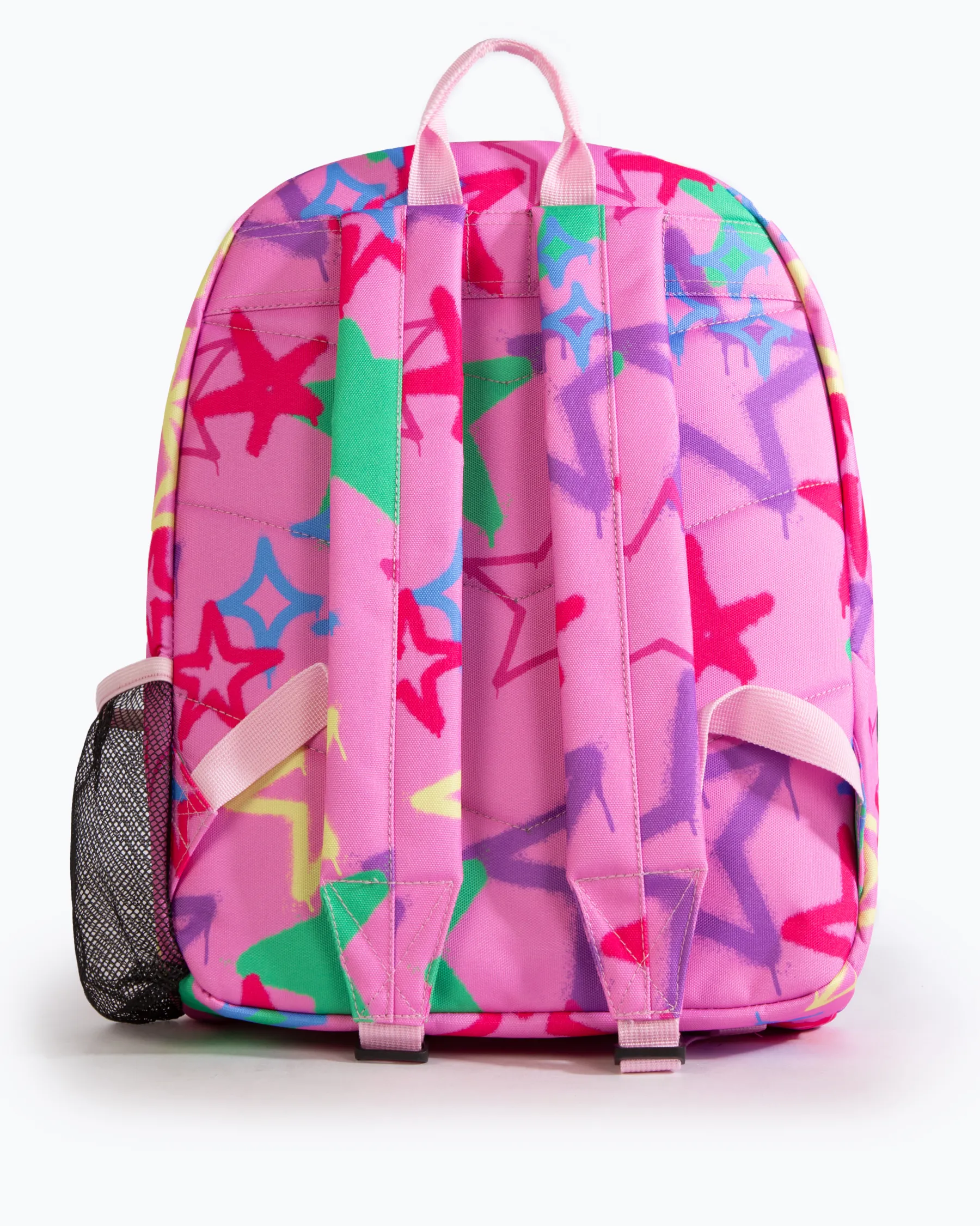 Graffiti Stars Badge Backpack in Pink