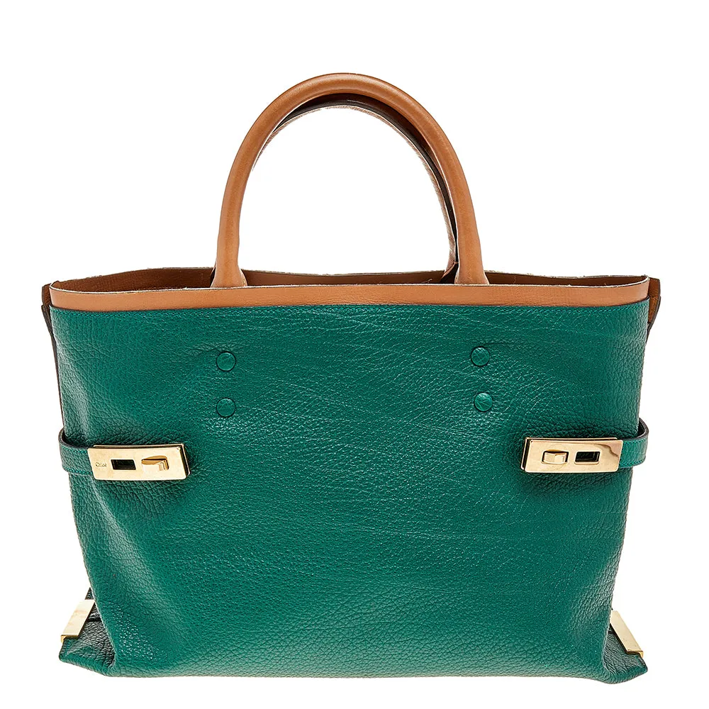 Green/Brown Leather Charlotte Tote