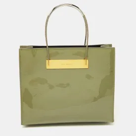 Grey Patent Leather Small Cable Shopper Tote