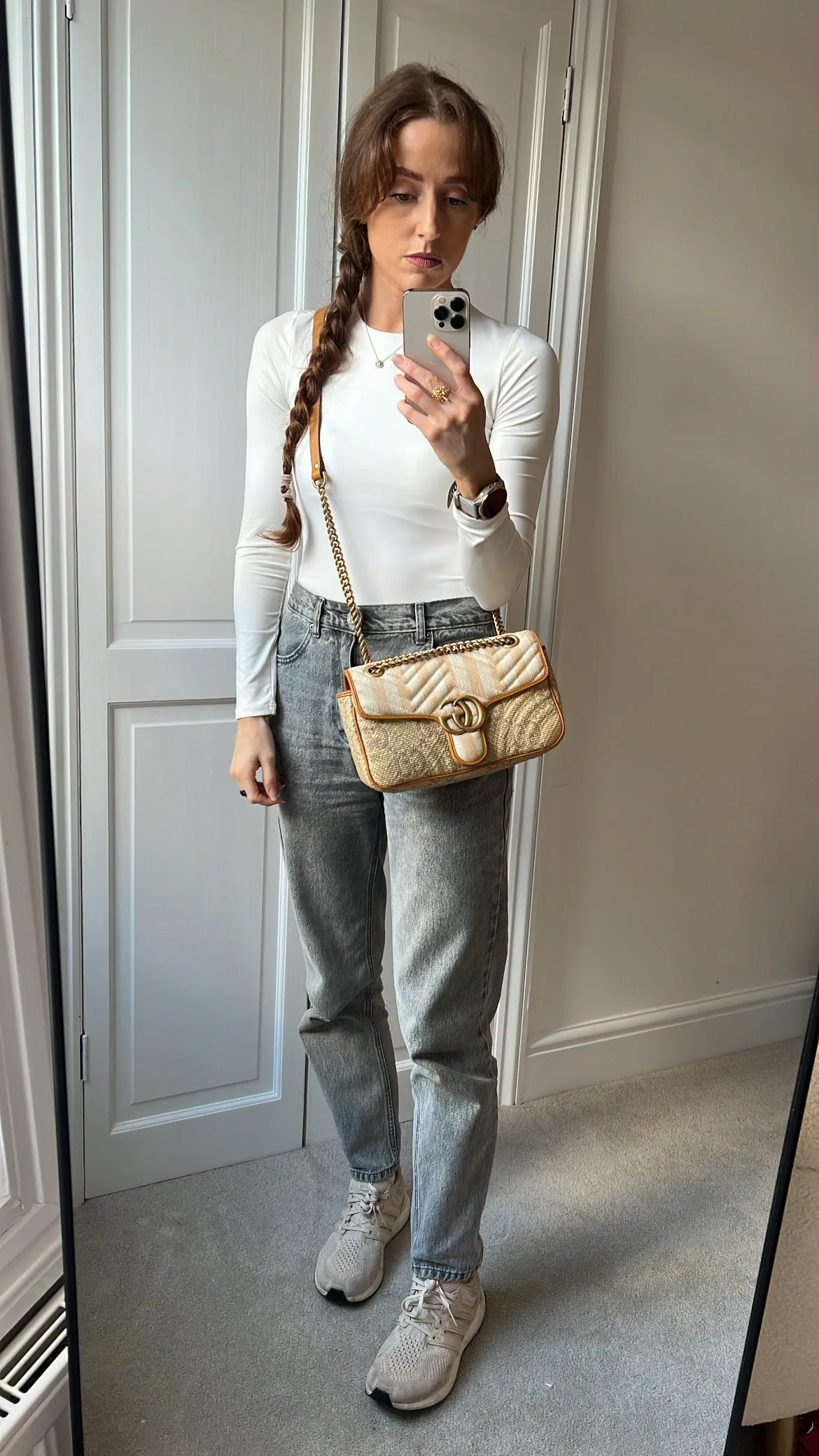 Gucci GG Beige Raffia Marmont Small Shoulder Bag (RRP £1,570)