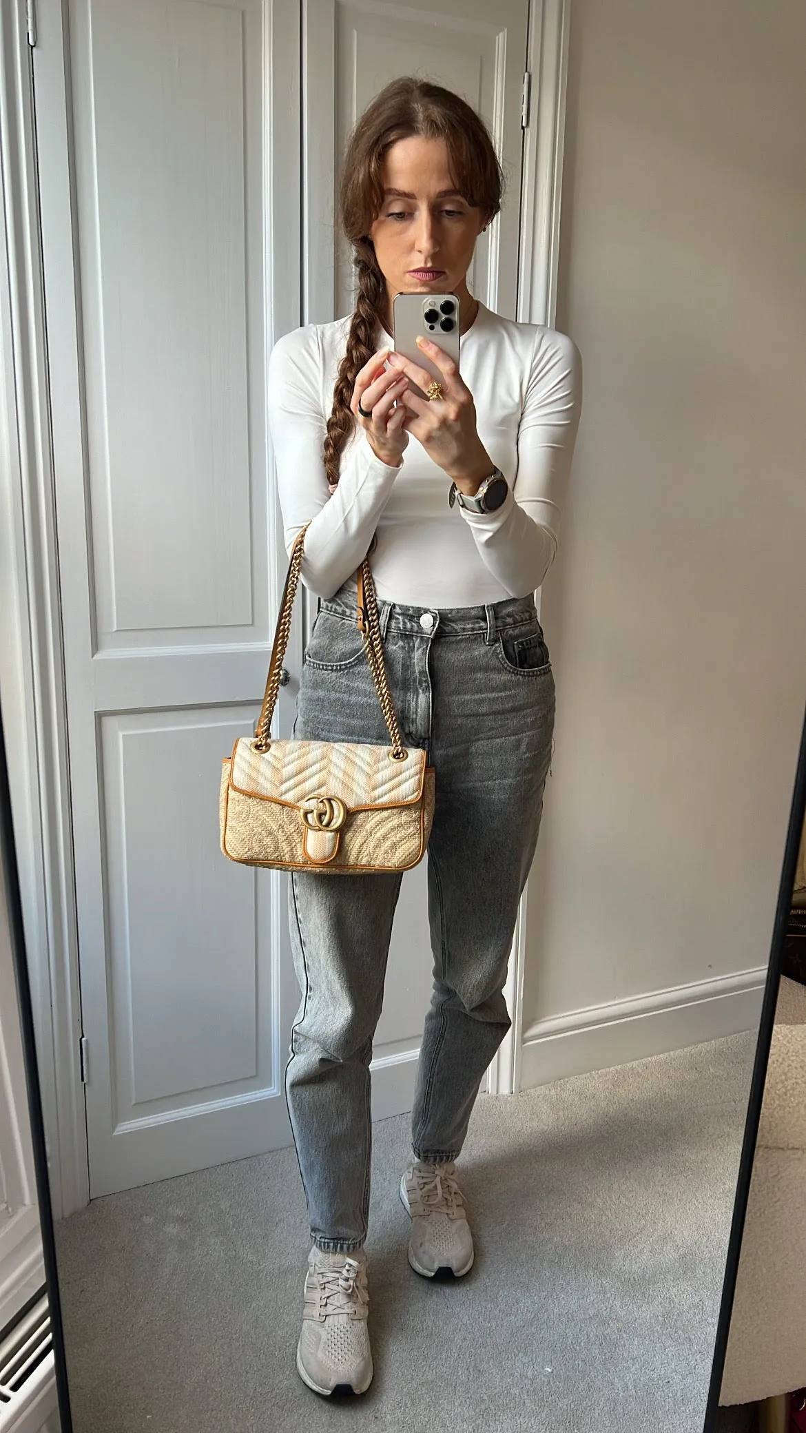 Gucci GG Beige Raffia Marmont Small Shoulder Bag (RRP £1,570)
