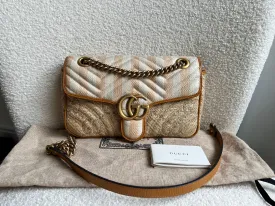 Gucci GG Beige Raffia Marmont Small Shoulder Bag (RRP £1,570)