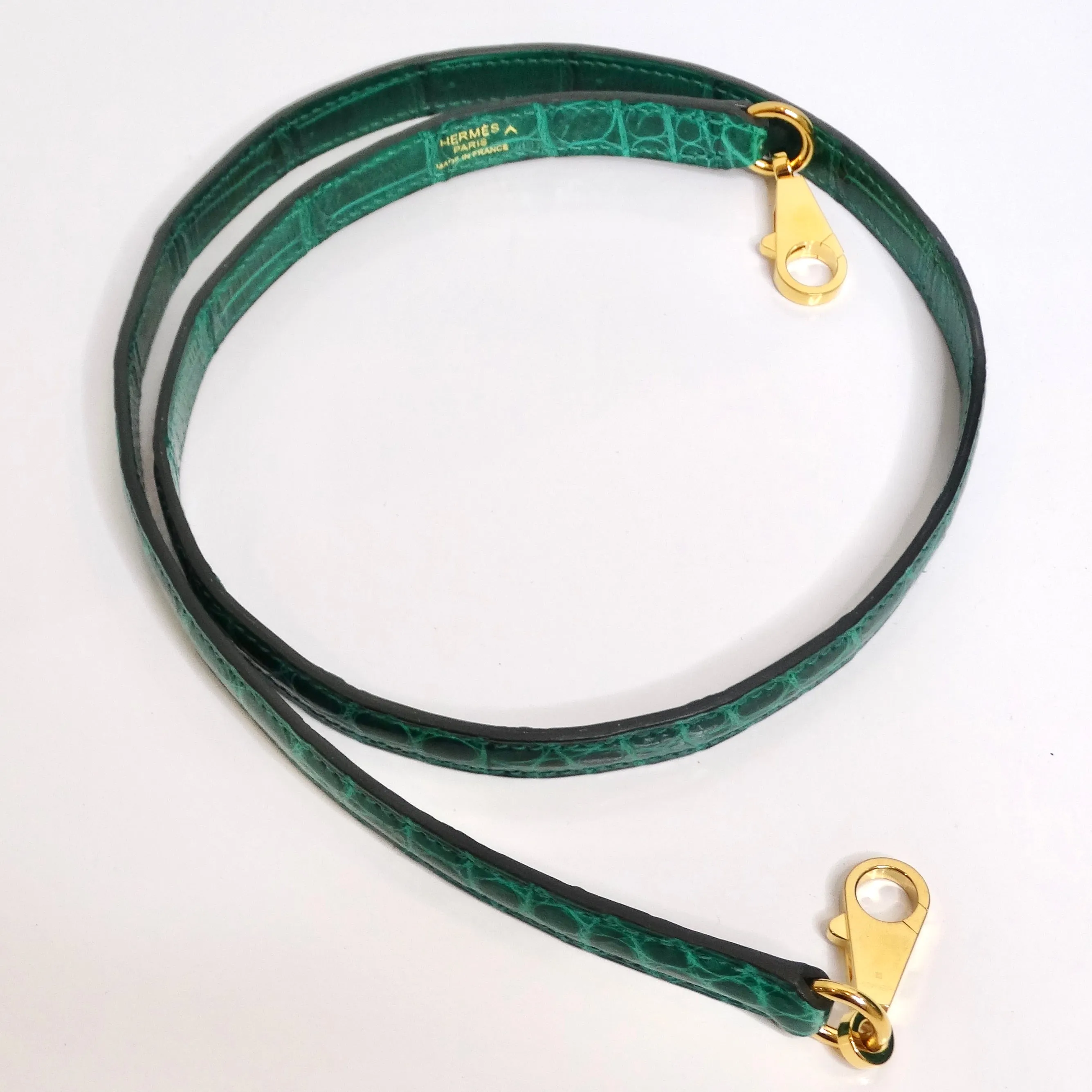Hermes Kelly 34 cm Malachite Shiny Crocodile Porosus Gold Hardware