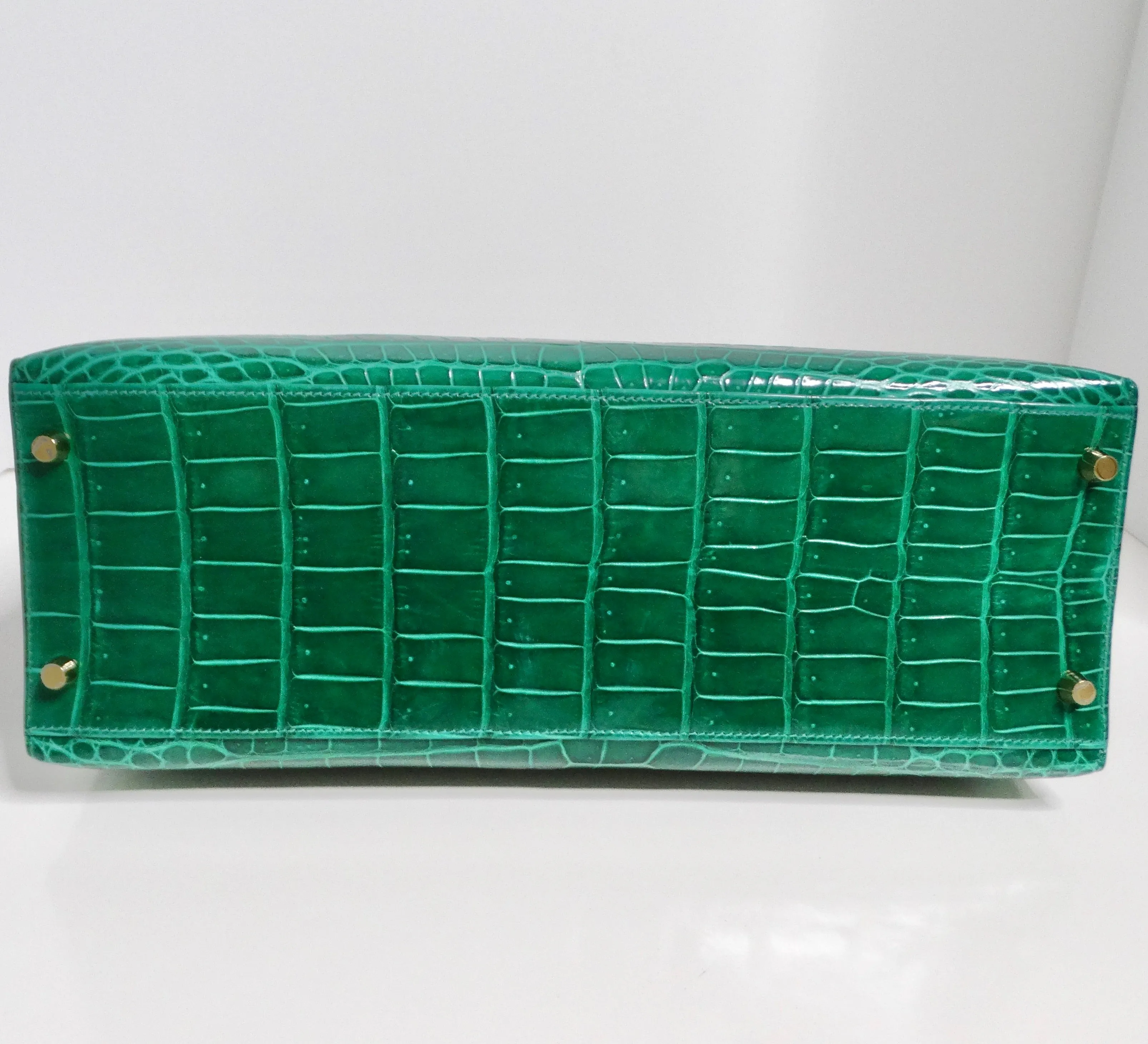 Hermes Kelly 34 cm Malachite Shiny Crocodile Porosus Gold Hardware