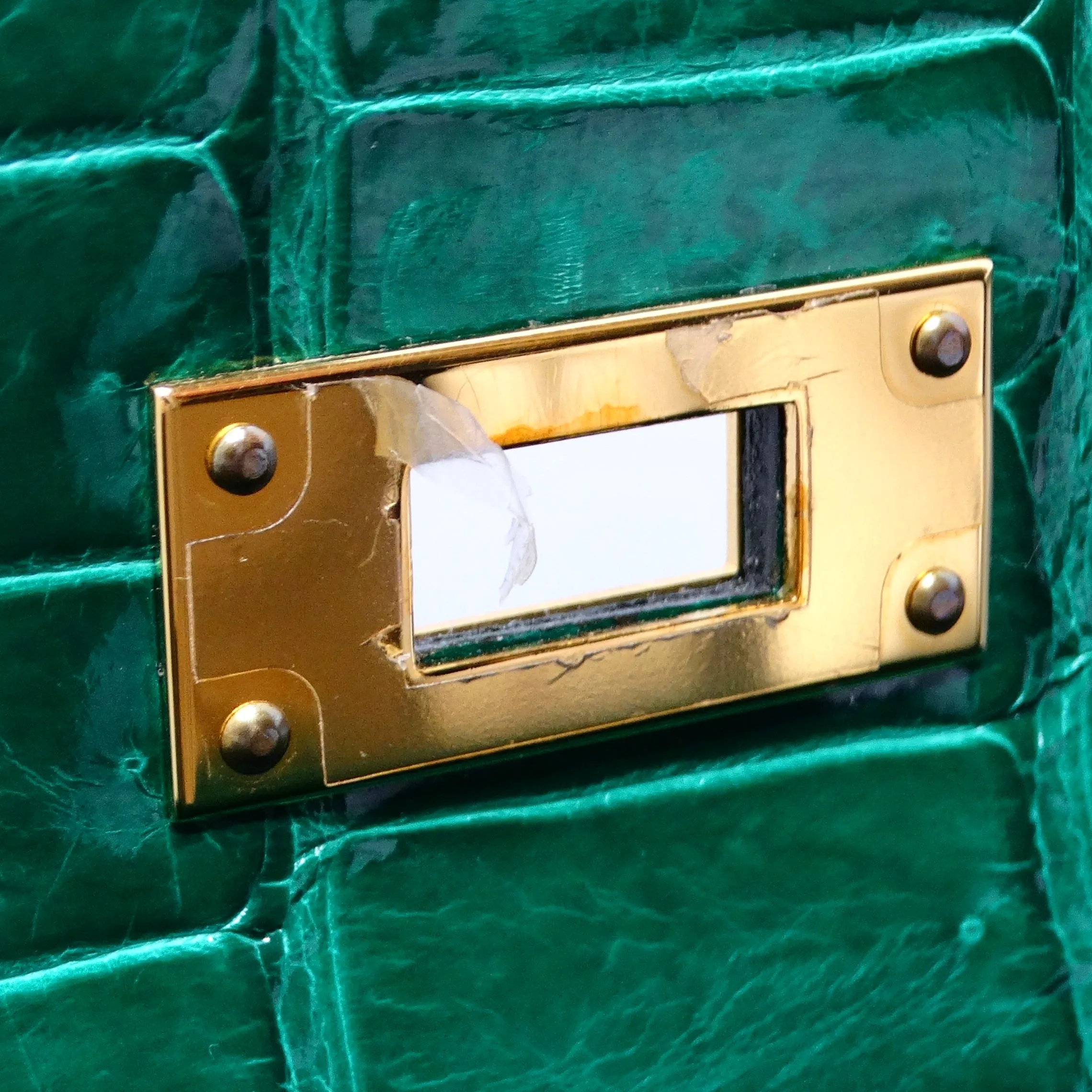 Hermes Kelly 34 cm Malachite Shiny Crocodile Porosus Gold Hardware