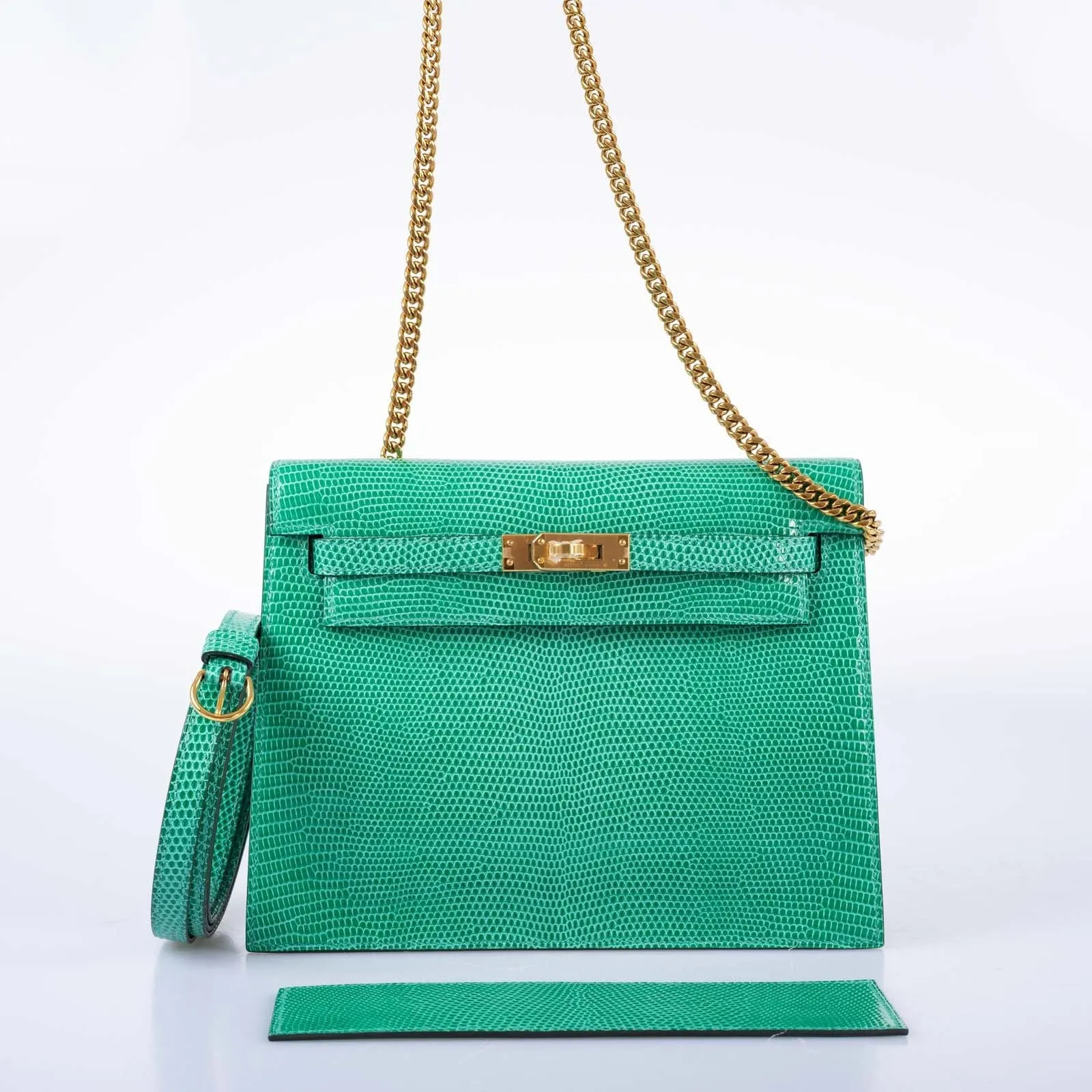 Hermès  Kelly Danse II Menthe Shiny Nilo Lizard Gold Hardware