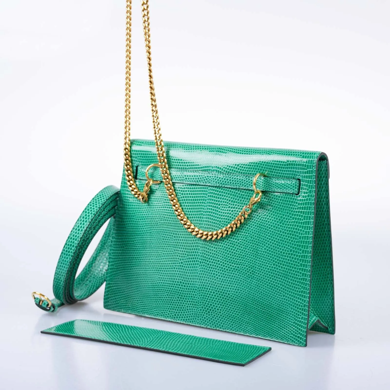 Hermès  Kelly Danse II Menthe Shiny Nilo Lizard Gold Hardware