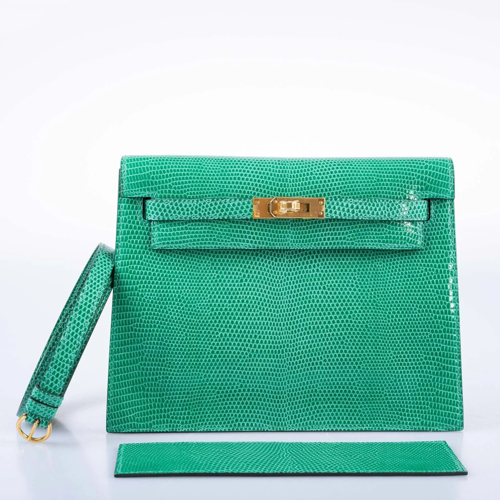 Hermès  Kelly Danse II Menthe Shiny Nilo Lizard Gold Hardware