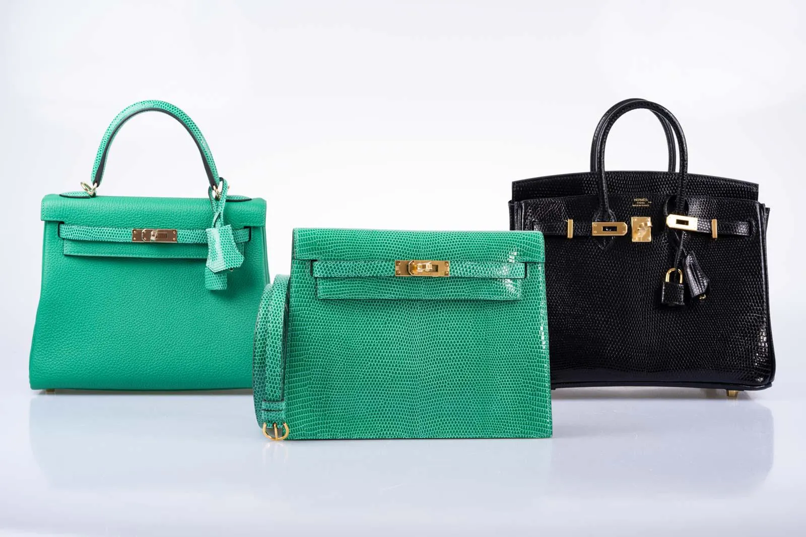 Hermès  Kelly Danse II Menthe Shiny Nilo Lizard Gold Hardware