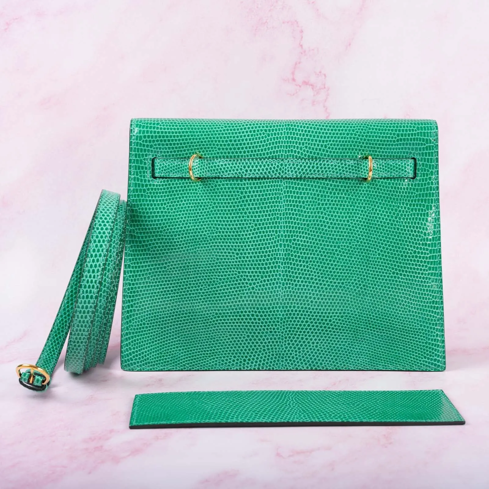 Hermès  Kelly Danse II Menthe Shiny Nilo Lizard Gold Hardware