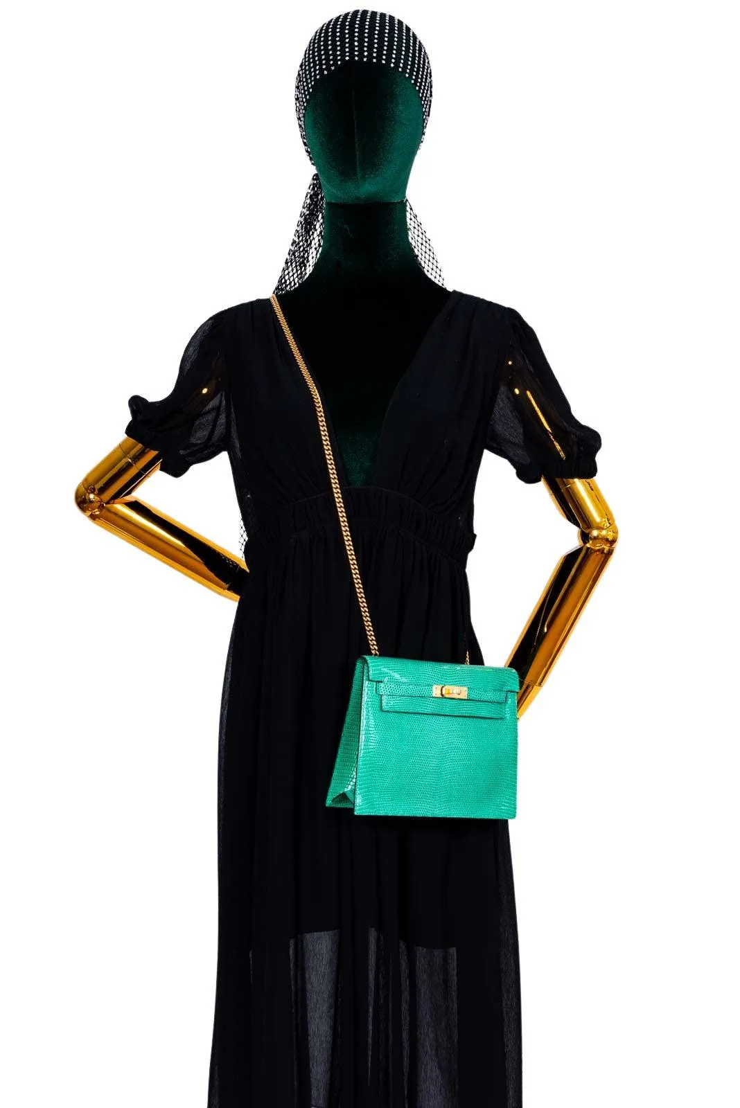 Hermès  Kelly Danse II Menthe Shiny Nilo Lizard Gold Hardware