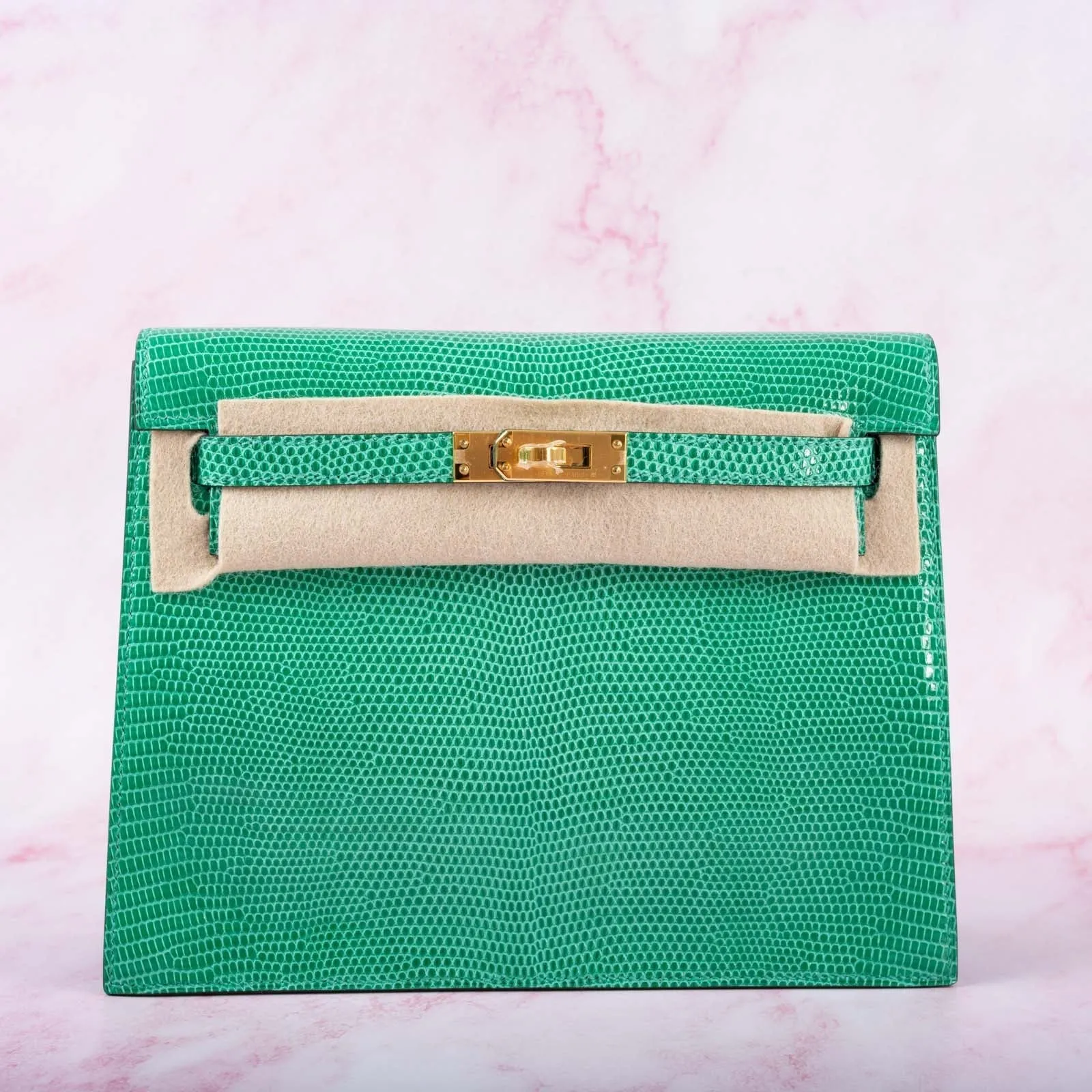 Hermès  Kelly Danse II Menthe Shiny Nilo Lizard Gold Hardware