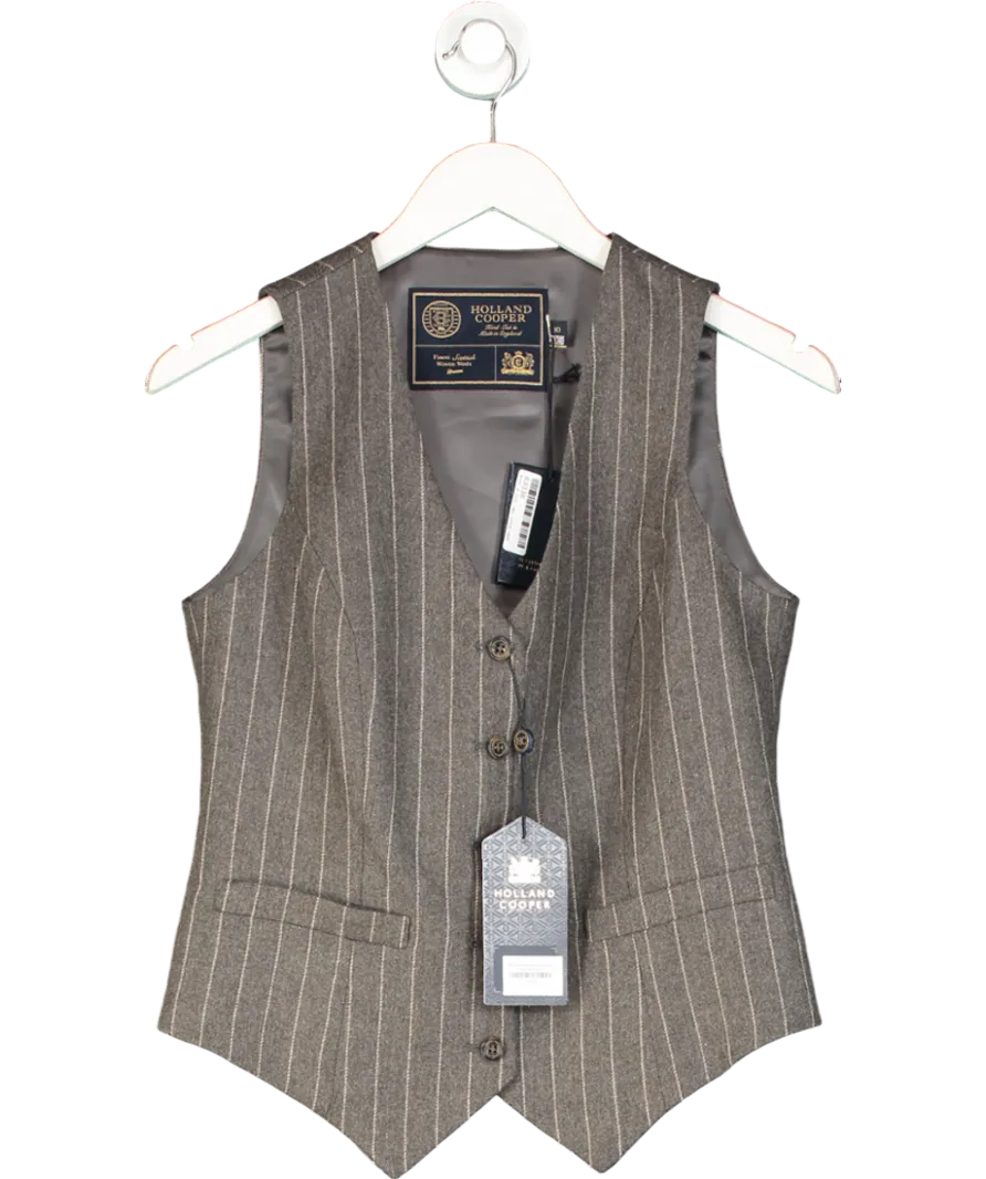Holland Cooper Hampton Waistcoat Soft Grey Pinstripe UK 10