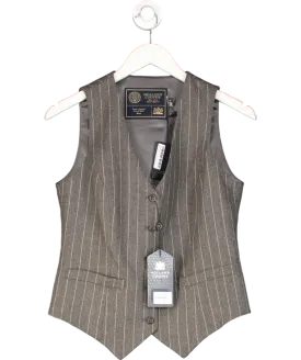 Holland Cooper Hampton Waistcoat Soft Grey Pinstripe UK 10